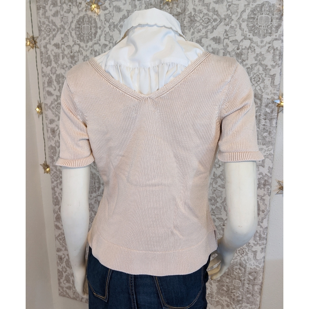 Hand-Altered Silk Sweater w/vintage Floral Collar - Picture 4 of 8